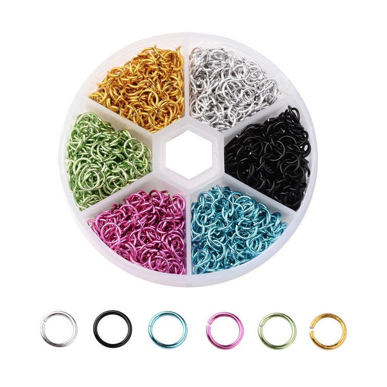 1080x Aluminum Open Jump Split Ring Unsoldered 6mm Diameter 6 colors Mixed