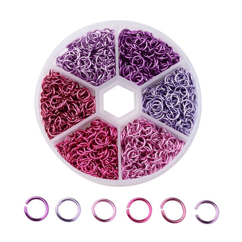 1080x Aluminum Open Jump Split Ring Unsoldered 6mm Diameter 6 colors Mixed