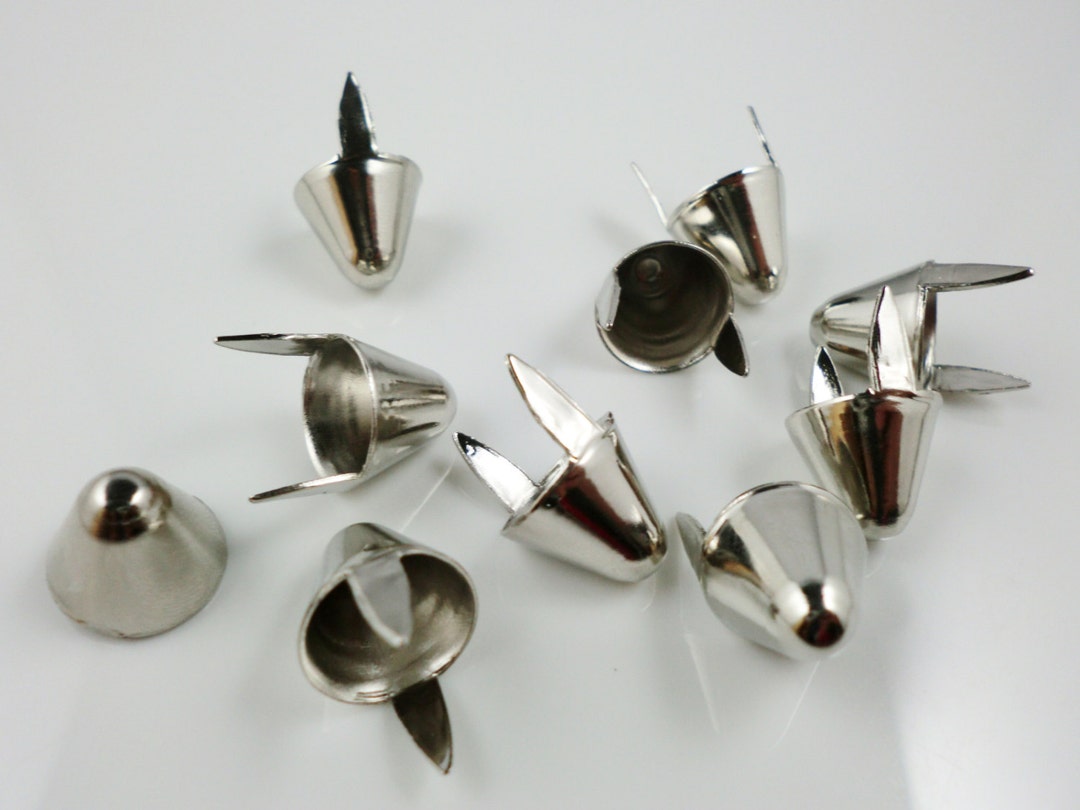 100pcs 12mm High UK77 Silver British Metal Punk Cone Studs Spots ...