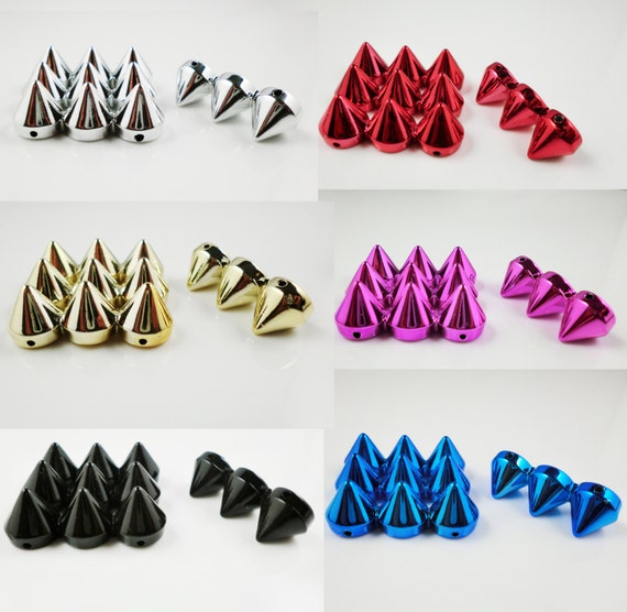 25pcs 25mm SILVER Acrylic CONE SPIKES sew on Embellishments stitch on