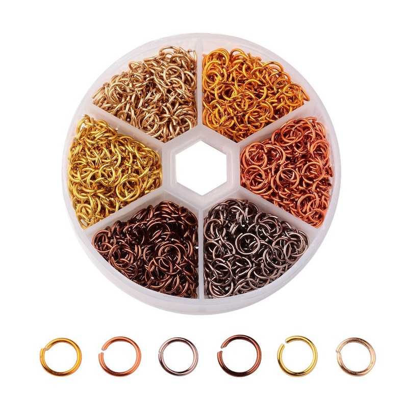 1080x Aluminum Open Jump Split Ring Unsoldered 6mm Diameter 6 colors Mixed