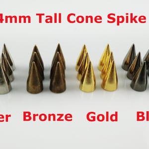 50PCS 14mm Screwback Metal Cone Spike Studs Silver/Bronze/Gold/Black Available