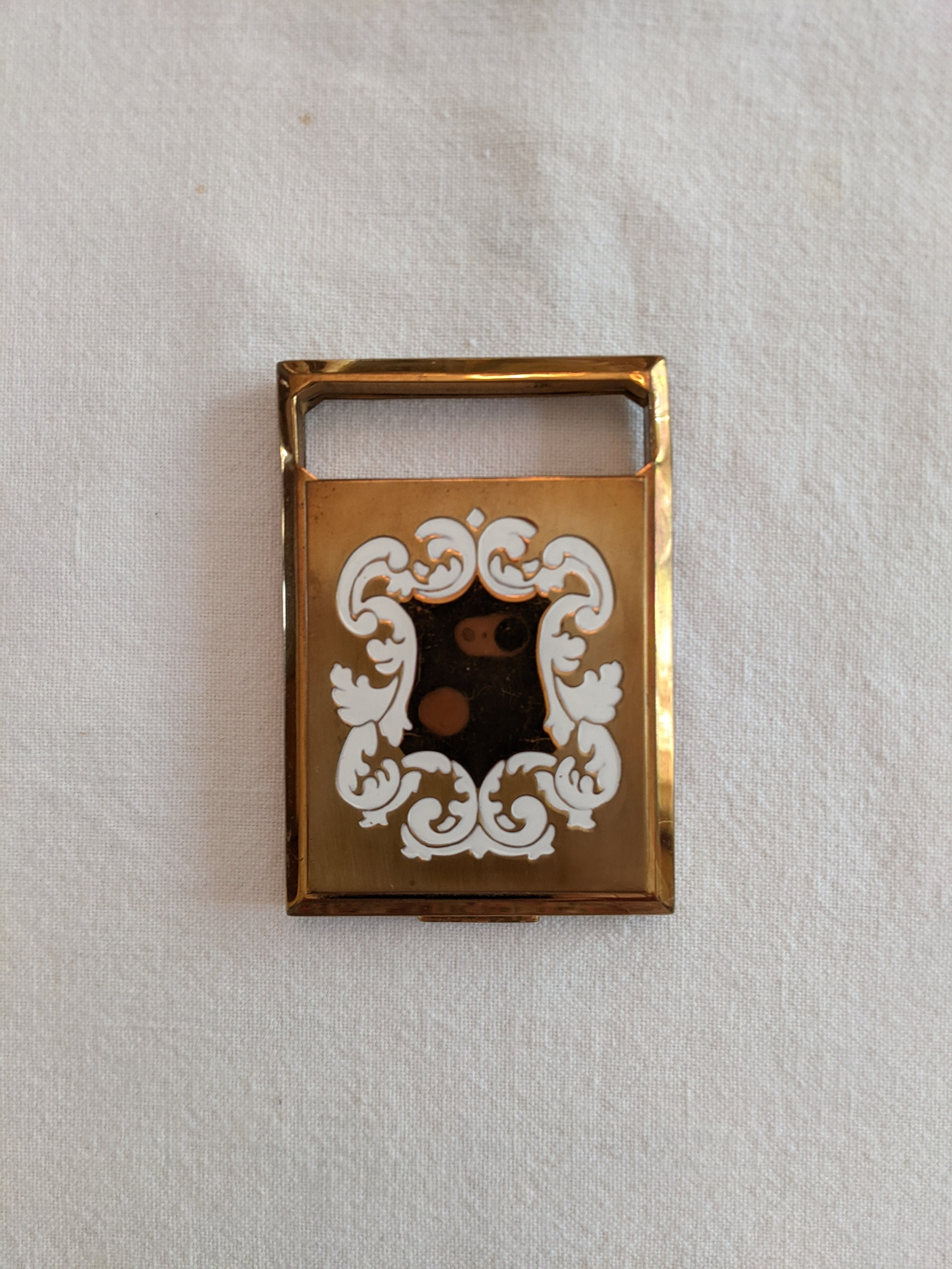 アメリカンヴィンテージ Richard Hudnut パウダーコンパクト ミラー Gold Tone Vintage Powder Compact With Mirror and Original