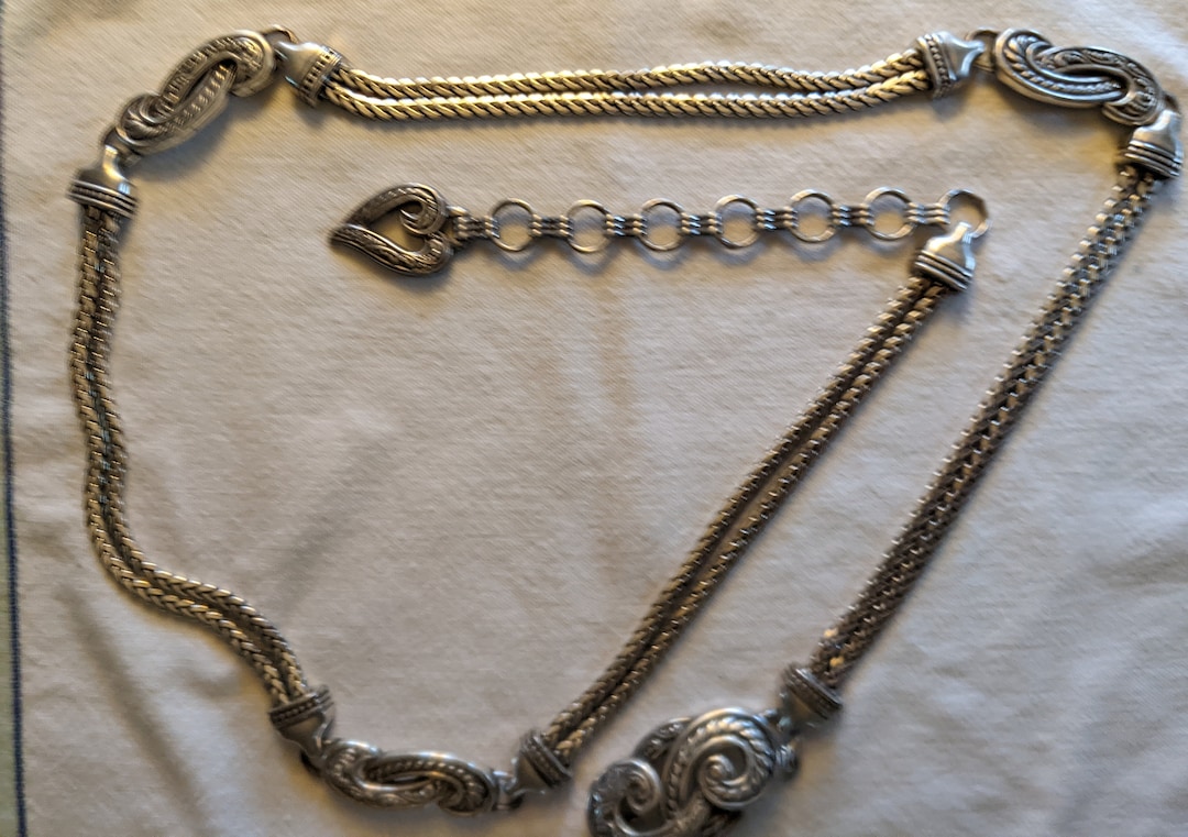 Signed Brighton Silver Tone Chain Link Belt, 38 Inches in  display picture 3