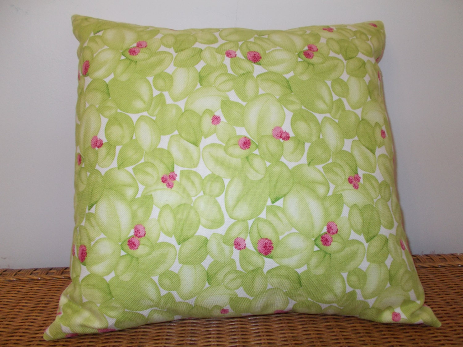 Green and Pink Floral Throw Pillow Size 22 X 22 Inches Etsy
