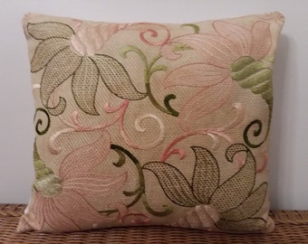 Textured floral print accent pillow, size 16x16 inches,insert included, with removable cover.