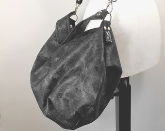 VEGAN Anahita Damask. Vegan Leather bag. Synthetic Leather bag. Shoulder vegan bag. Faux Leather bag. Vegan Purse. Goth. Dark. Gothic bag