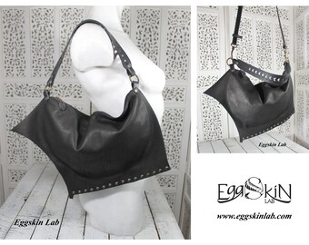 Mini black leather purse, italian soft quality leather, Mini bag, mini shoulder bag, cross body bag, cross body purse, rock/dark/goth purse.