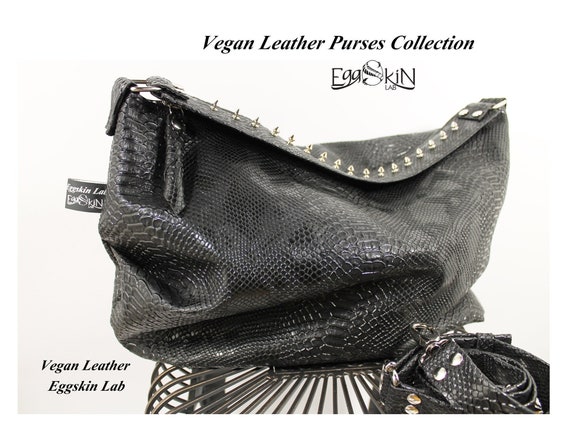 black vegan leather purse