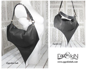 Mini black leather purse, italian soft quality leather, mini bag, mini shoulder bag, cross body bag, cross body purse, rock/dark/goth purse.