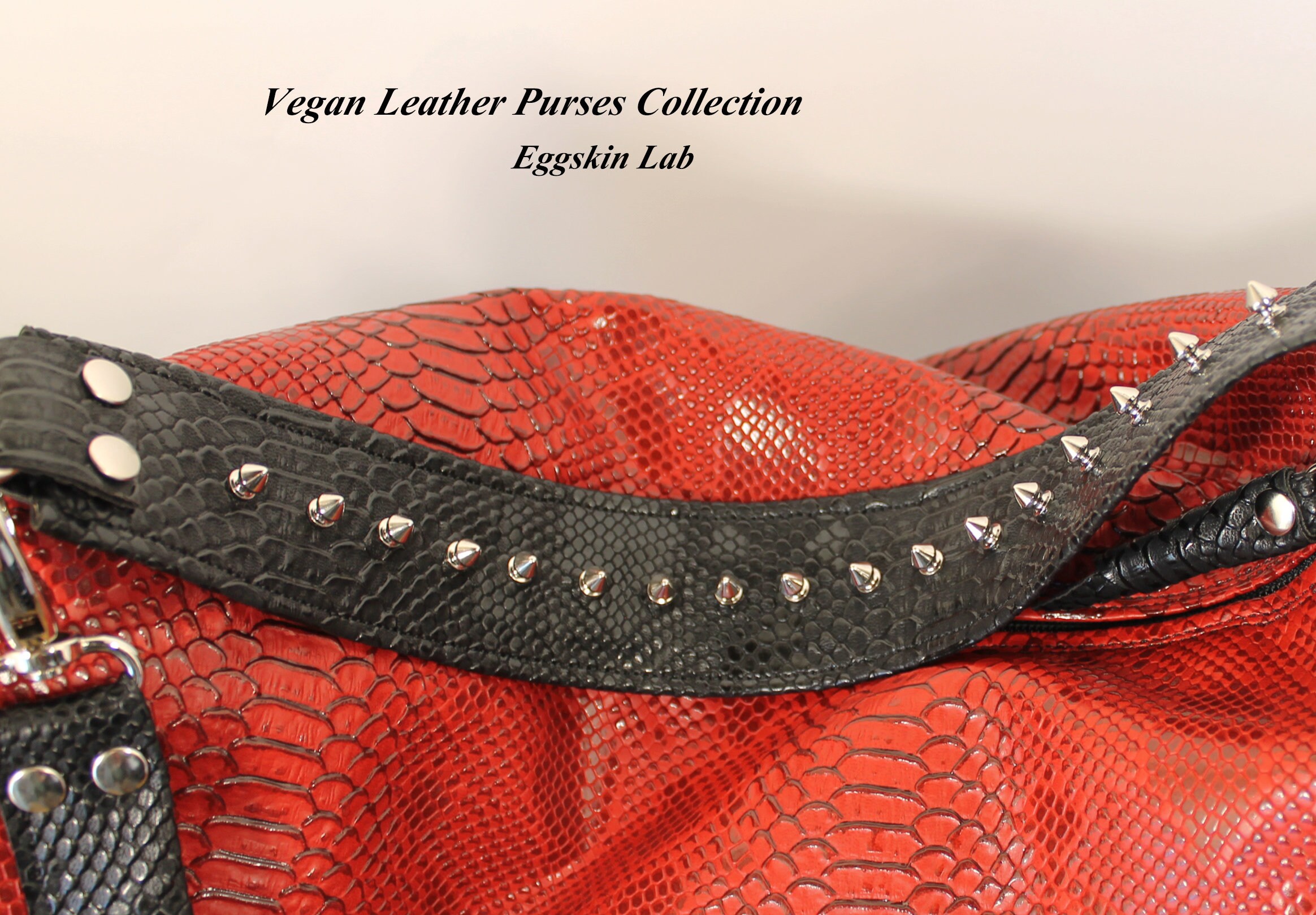 Red Lexa. Vegan leather Purse with killer studs vegan Etsy
