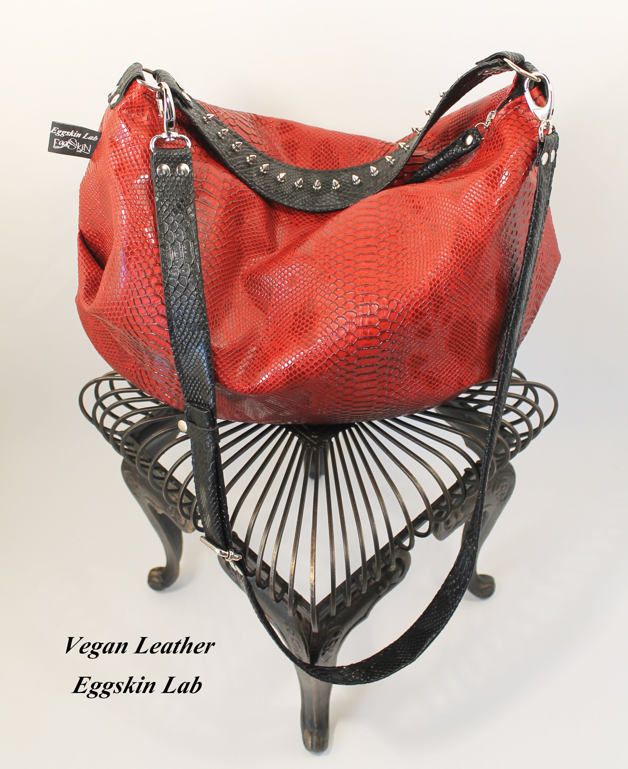 Red Lexa. Vegan leather Purse with killer studs vegan Etsy