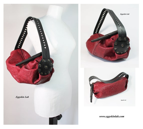 red and black handbag