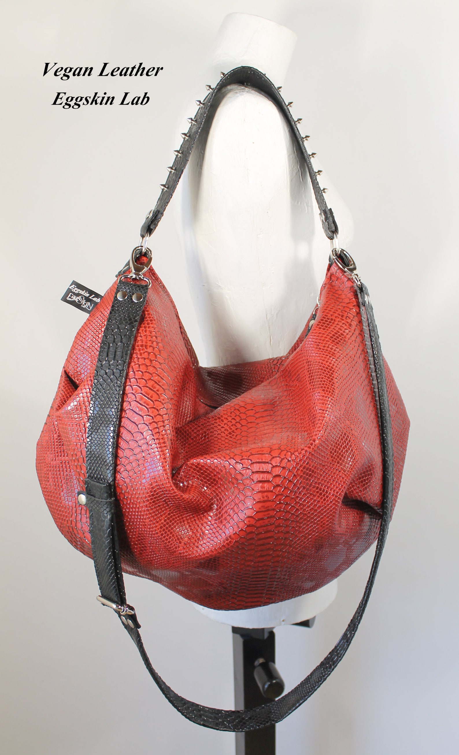 Red Lexa. Vegan leather Purse with killer studs vegan Etsy