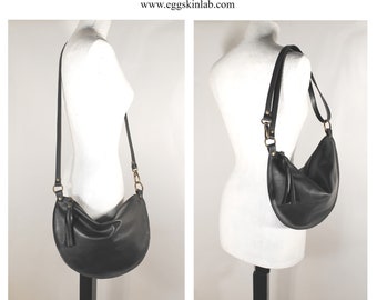 Halfmoon. Mini bag. Minimal Leather bag. Small purse. Minimal purse. Shoulder bag. Classic crossbody bag. Black leather bag. Minimal handbag