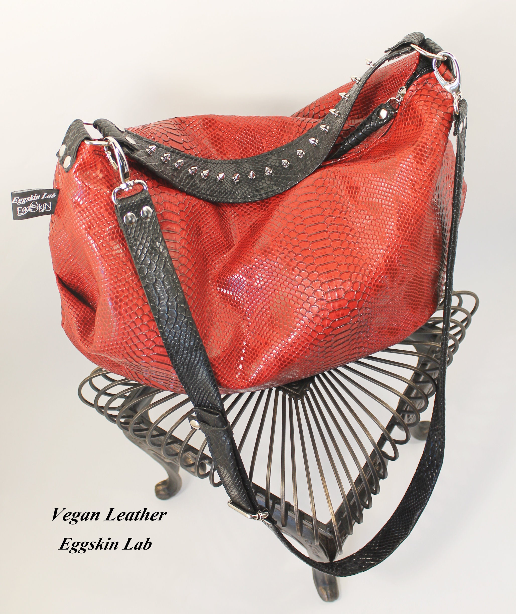 Red Lexa. Vegan leather Purse with killer studs vegan Etsy