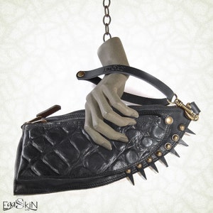 Rock Chic Spiky Evening Bag, Italian Leather Cybergoth Clutch, Edgy Cyberpunk Leather Clutch with Spikes, Dark Fashion Statement Piece, Goth image 1