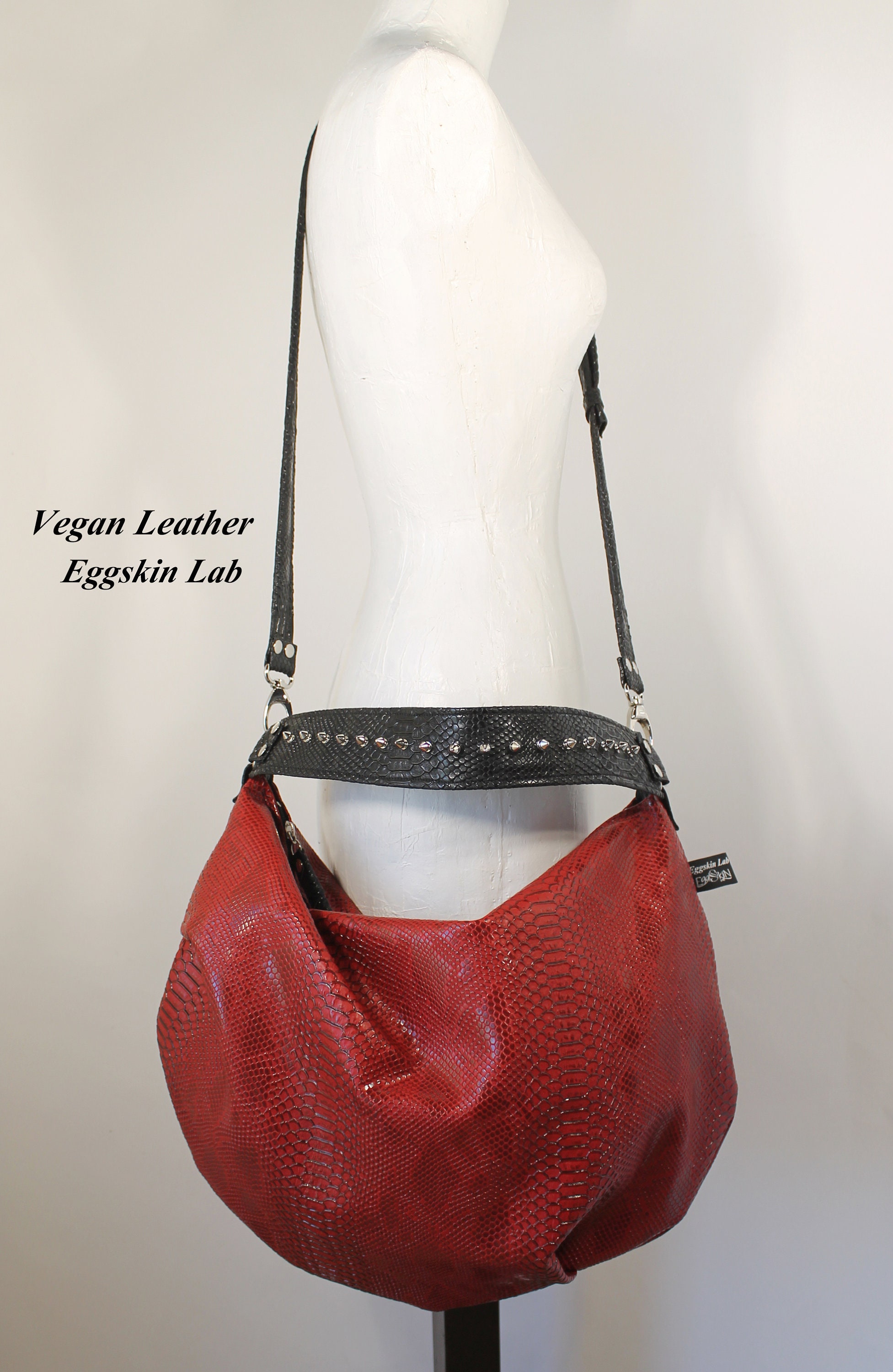 Red Lexa. Vegan leather Purse with killer studs vegan Etsy