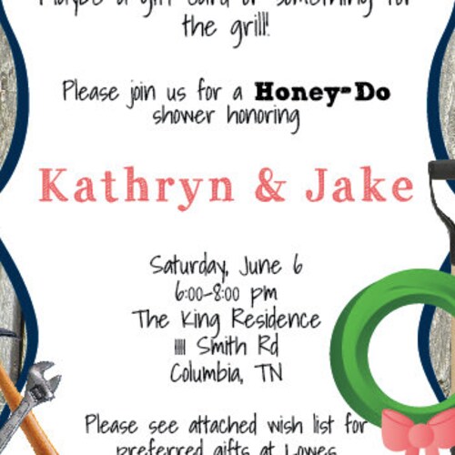 Honey Do Couple Bridal Wedding Shower Grill BBQ Garden Etsy