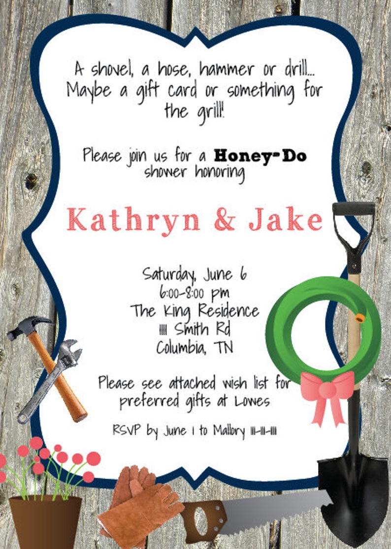 Honey Do Wedding Couples Shower Invitation Etsy
