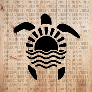 Sun Sea Turtle car decal, window, bumper sticker no background