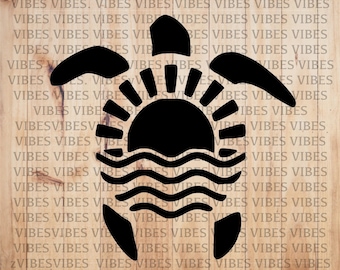 Sun Sea Turtle car decal, window, bumper sticker no background