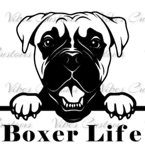 Boxer life dog pet car decal, window, bumper sticker no background