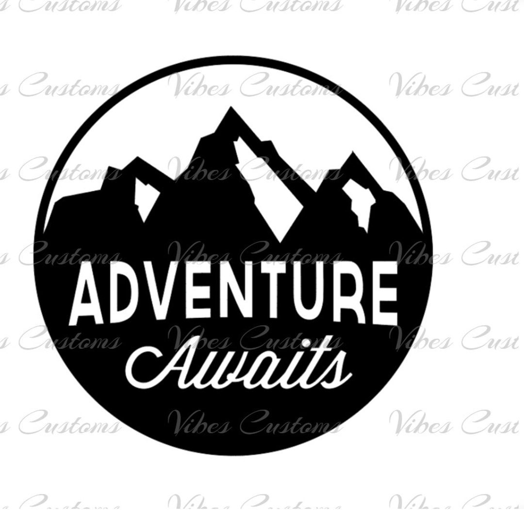 Adventure Awaits Mountains Trees Car Decal, Window, Bumper Sticker No ...