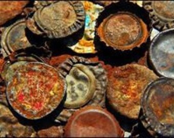 24-Pack, Tarnished Beer Bottle Caps--Used, Mostly Flat, Rusty, Aged