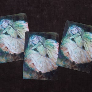 Mini impresión en tamaño postal de bellas artes con una sirena, hada, ángel, diosa, tarjeta de cuento de hadas