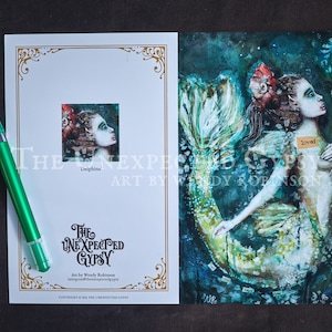 Carte de vœux Fine Art 'Delphine', sirène, conte de fées