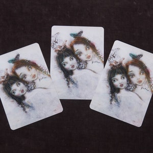 Mini impresión en tamaño postal de bellas artes con una sirena, hada, ángel, diosa, tarjeta de cuento de hadas