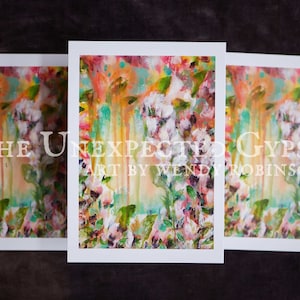 Impresión artística tamaño postal A6: cuadro de flores 'Summer Pinks' para enviar, enmarcar o llevar en un diario.