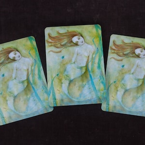 Mini impression fine art sirène fée ange déesse carte de conte de fées de la taille d'une carte postale