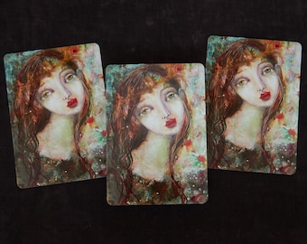 Postcard sized mini print fine art mermaid fairy angel goddess fairy tale card