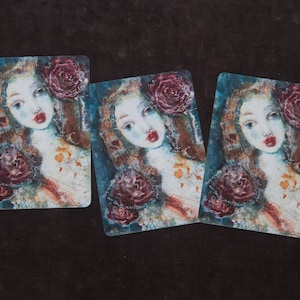 Mini impression fine art sirène fée ange déesse carte de conte de fées de la taille d'une carte postale
