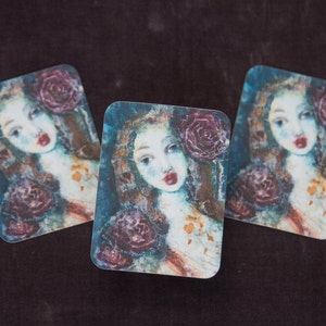 Pegatina de bellas artes diosa ángel retratos femeninos sirena de cuento de hadas