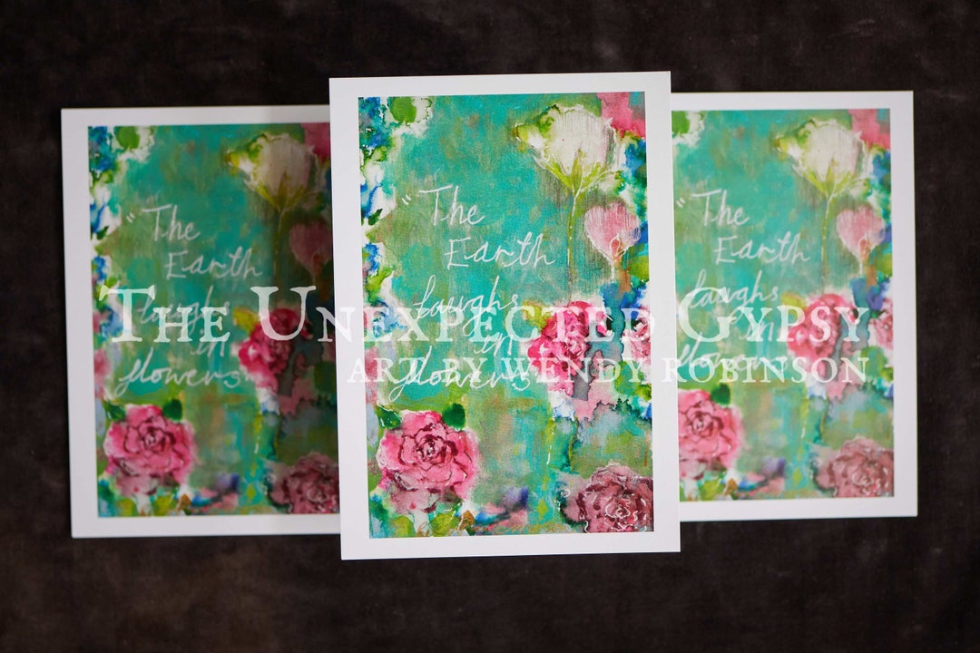 A6 Fine Art Print Postcard Size 'the Earth Laughs...' Flower Painting