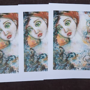 FINE ART PRINT digitale Zeichnung Fee Meerjungfrau Engel Göttin Gesicht zauberhaft Märchen Portrait