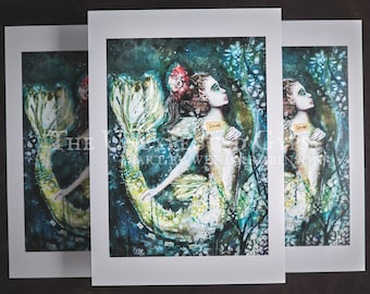 FINE ART PRINT digital artwork fairy mermaid angel goddess face magical fairytale portrait