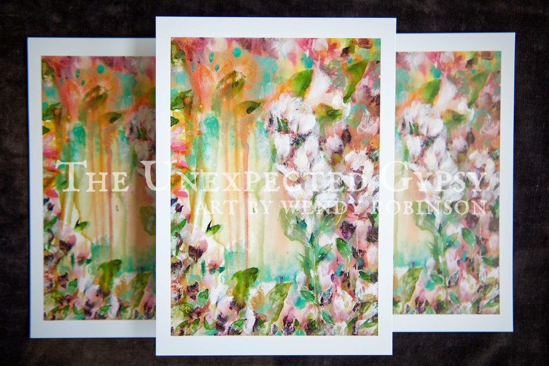 A5 Size Fine Art Print 'summer Pinks' Flower Painting for Sending