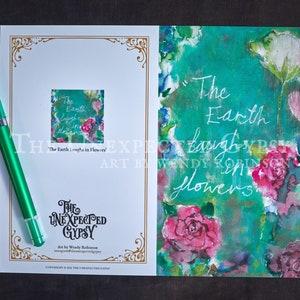Tarjeta de felicitación de Bellas Artes 'La Tierra Ríe en Flores', pintura de arte de flores