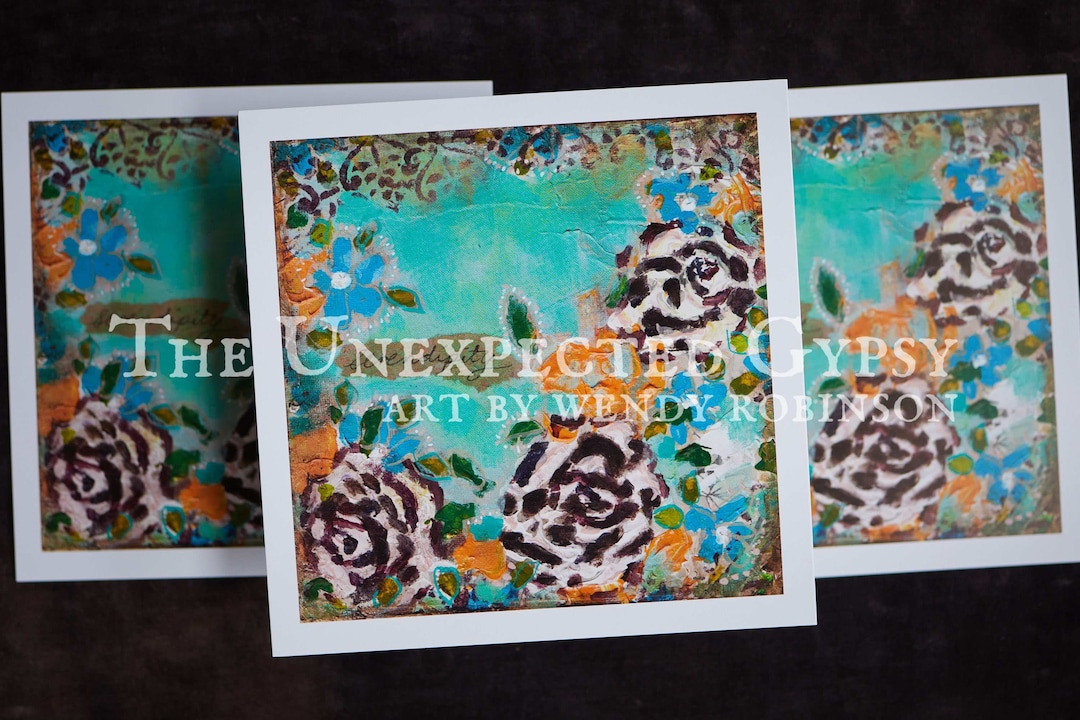 6x6 Square Fine Art Print 'serendipity' Flower Painting for Sending