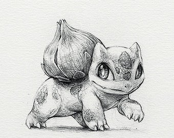 Bulbasaur - 5 x 7" print (pokemon drawing, art, artwork, gaming, nintendo, decor)