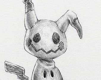 Mimikyu - wydruk 5 x 7" (rysunek pokemon, sztuka, grafika, gry, Nintendo, dekoracja)