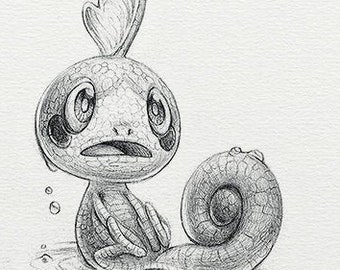 Sobble - wydruk 5 x 7" (rysunek pokemon, sztuka, grafika, gry, Nintendo, dekoracja)