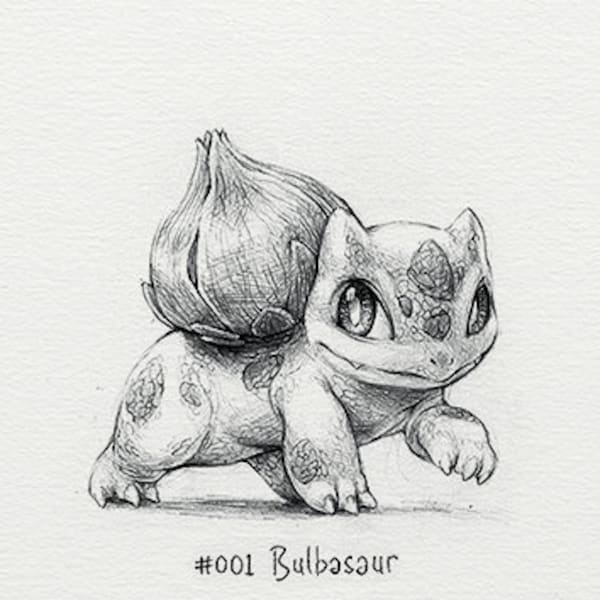 Bulbasaur - 5 x 7" print (pokemon drawing, art, artwork, gaming, nintendo, decor)