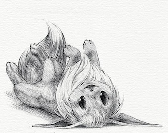 Eevee - wydruk 5 x 7" (pokemon, rysunek, sztuka, grafika, gry, nintendo)