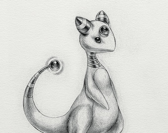 Ampharos - wydruk 8 x 10" (rysunek pokemon, sztuka, grafika, gry, Nintendo, dekoracja)