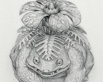 Venusaur - 8 x 10" print (pokemon drawing, art, artwork, gaming, nintendo, decor)